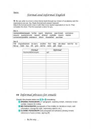 English Worksheet: Formal and informal email