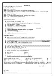 English Worksheet: progress test