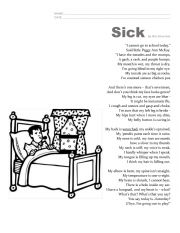 Sick -poem by Shel Silverstein- reading comorehension