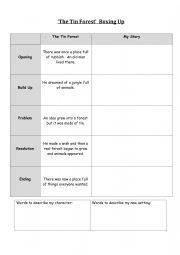 English Worksheet: Tin Forest Boxing Up Sheet (for inventing a story)