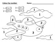 English Worksheet: Colour by number