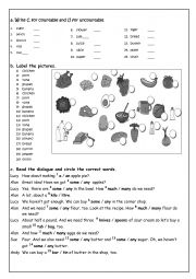 English Worksheet: food