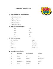 English Worksheet: Cardinal Numbers Test