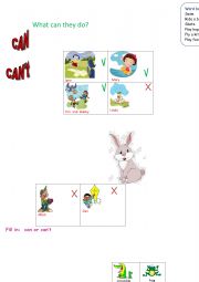 English Worksheet: can/can�t