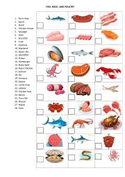 Fish, Meat, and Poultry Worksheet