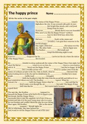 English Worksheet: Past simple THE HAPPY PRINCE