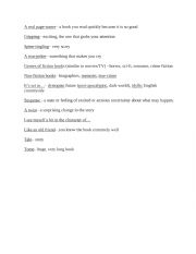 English Worksheet: Vocabulary and idioms to talk about books