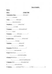 English Worksheet: A past trip
