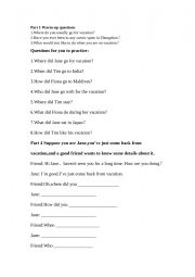 English Worksheet: your last vacation