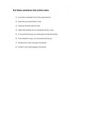English Worksheet: Passive voice, back to active