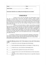 English Worksheet: Living in the city
