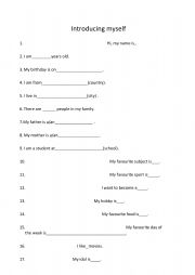 English Worksheet: Introducing yourself