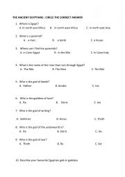 English worksheet: Egyptian gods and more