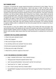 English Worksheet: Guy Fawkes night