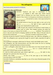 English Worksheet: Suffragettes - Youtube video