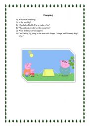 English Worksheet: Peppa Pig camping