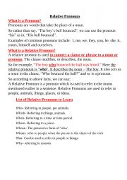 English Worksheet: Relative Pronouns & Relative Clauses
