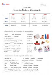 English Worksheet: Quantifiers