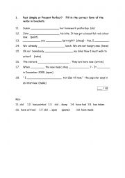 Worksheet simple past or past perfect