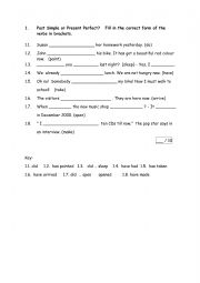 English Worksheet: Worksheet simple past or past perfect
