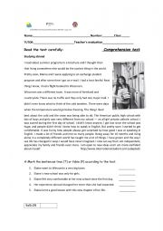 English Worksheet: Comprehension test