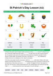 English worksheet: St Patricks Day Lesson (updated)