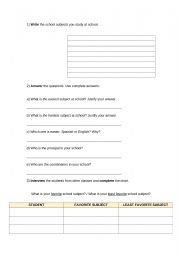 English Worksheet: SCHOOL QUESTIONS