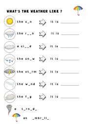 English Worksheet: weather vocabulary