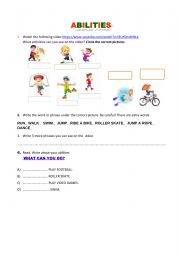 English Worksheet: ABILITIES