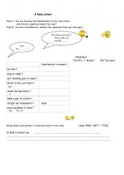 English Worksheet: A funny school (pairwork