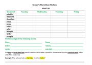 English Worksheet: George�s Marvellous Medicine Vocabulary week 1