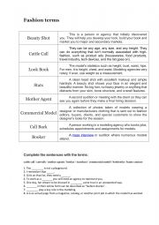 English Worksheet: Fashion Terms