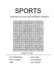 English Worksheet: Wordsearch about sports