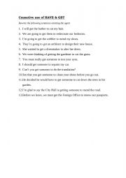 English Worksheet: Causative use of HAVE and GET 
