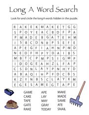English Worksheet: Long A phonics