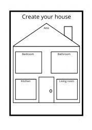 English Worksheet: Create and describe a house