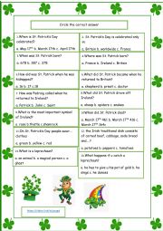 English worksheet: St. Patricks Day