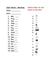 Sight Words Matching