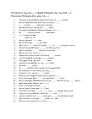 ESL 1st learning year - Pronouns exercises