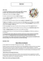 English Worksheet: Music