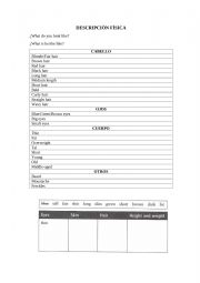 English Worksheet: Physical description