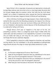 English Worksheet: Synopsis of Harry Potter