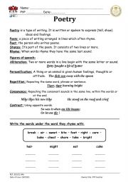 English Worksheet: Poem Day -  Part 1