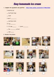 English Worksheet: Easy homemade ice cream video