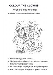 English Worksheet: Colour the clown!