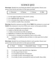 English Worksheet: SCIENCE TEST