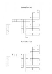 English Worksheet: Criss Cross puzzle numbers