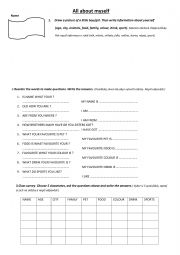 English Worksheet: All about me