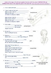 English Worksheet: comparatives and superlatives in songs