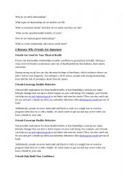 English Worksheet: relashionships 